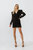 Textured Long Sleeves Ruched Mini Dress - Black