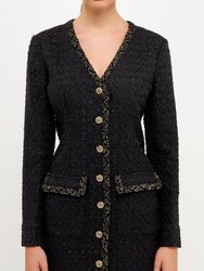 Trim Detail Tweed Dress