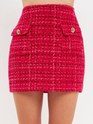 Tweed Mini Skirt - Fuchsia
