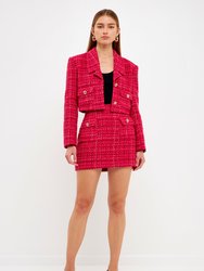 Tweed Mini Skirt - Fuchsia