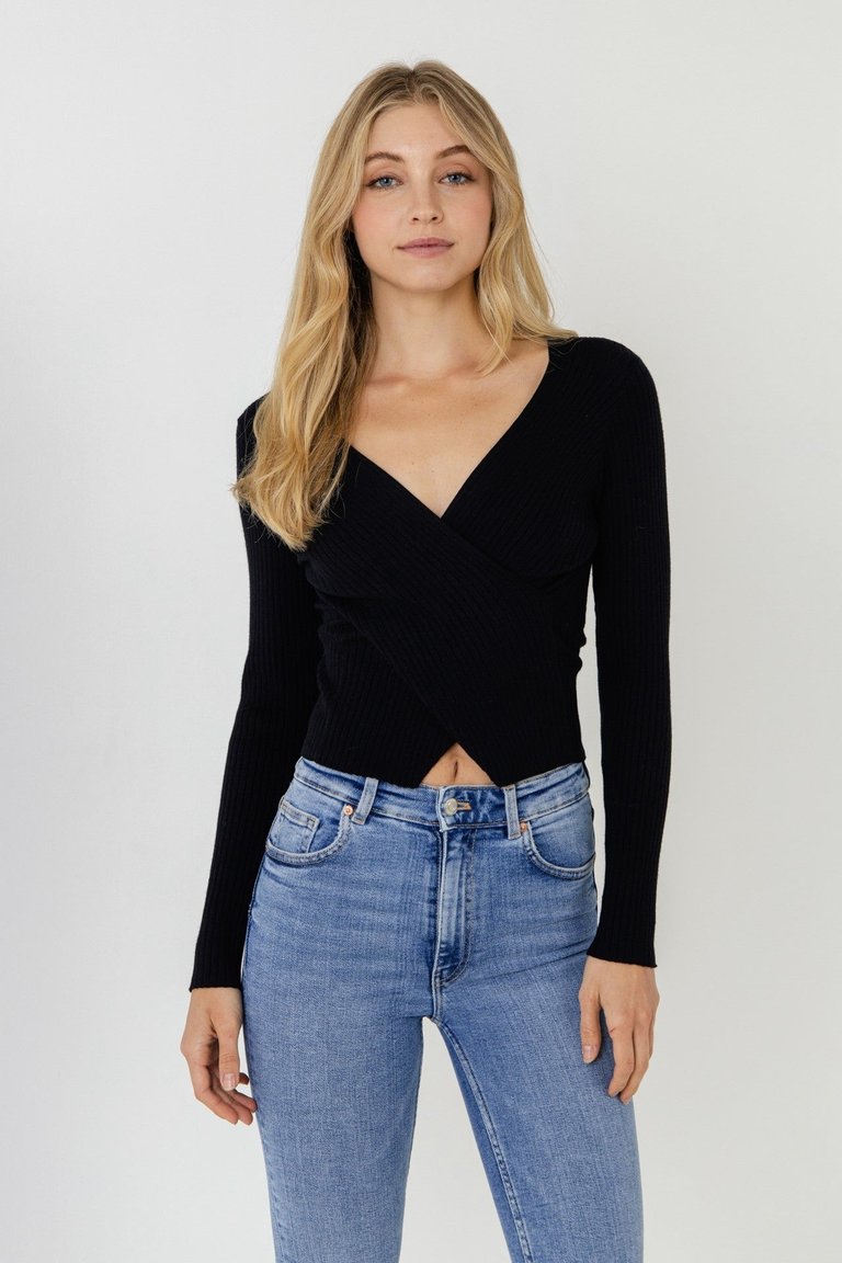 Wrapped Detail Sweater - Black