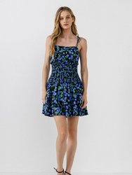 Blueberry Print Mini Dress