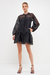 Check Organza Buttoned Long Sleeve Mini Dress