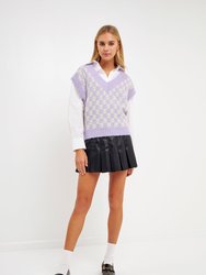 Checker Knit Vest - Lilac Multi