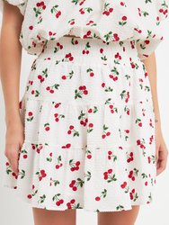 Cherry Print Mini Skirt