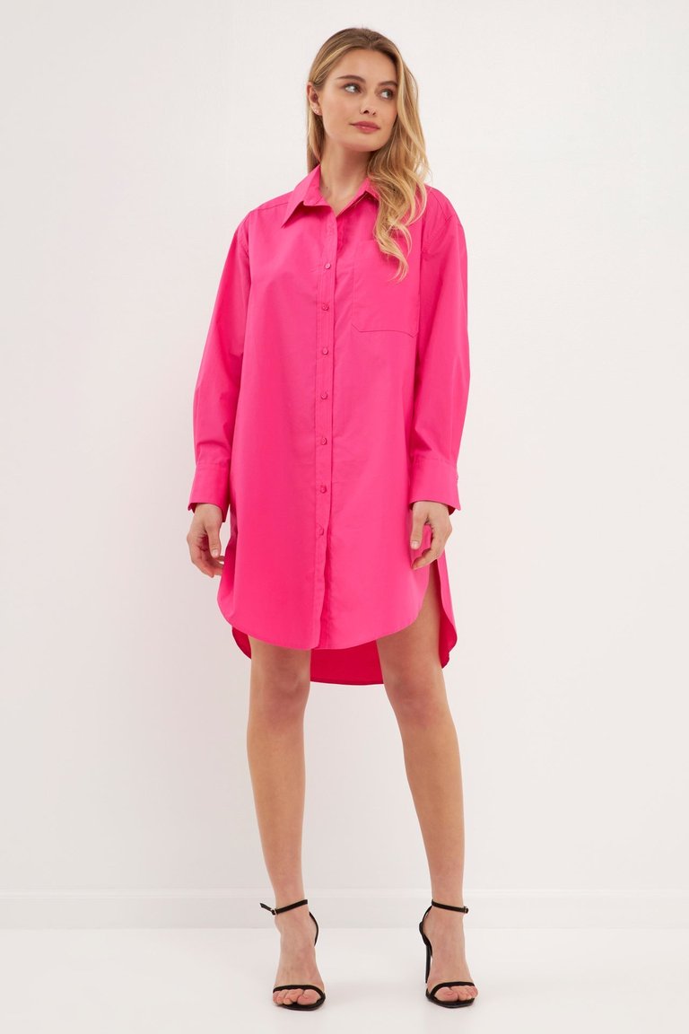 Classic Collared Dress Shirt - Fuchsia