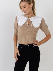 Collared Sweater Top - Camel