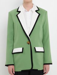 Color Block Blazer - Green Combo