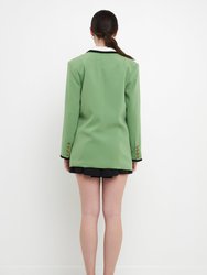 Color Block Blazer - Green Combo