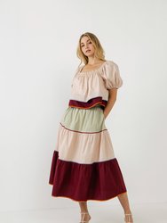 Color Block Midi Skirt - Multi
