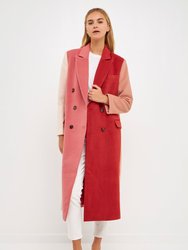 Color Block Trench Coat - Pink Multi