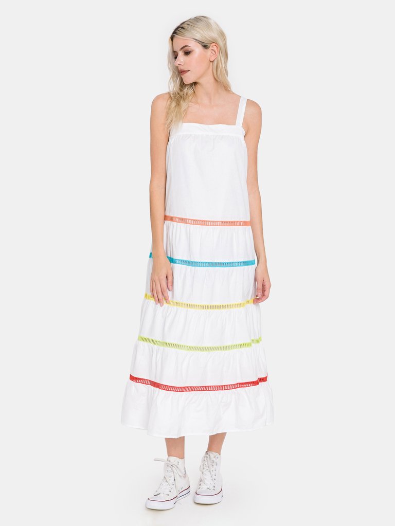 Color Trim Sleeveless Maxi Dress