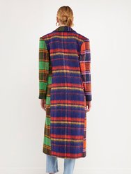 Colorblock Plaid Trench Coat