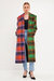 Colorblock Plaid Trench Coat