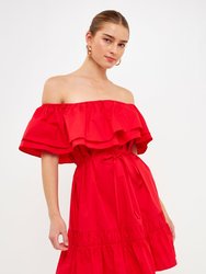Convertible Neckline Mini Dress - Red