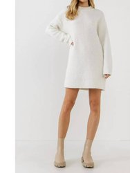 Cozy Round Sweater Dress - White