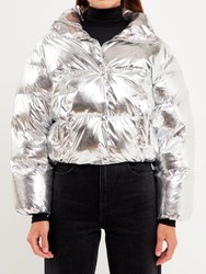 Cropped Puffer Jacket - Metallic