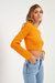 Cropped Ribbed Knit Sweater - Orange