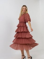 Dotted Tiered Dress - Mauve