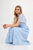 Embroidered Midi with Scalloped Hem - Light Blue