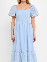 Embroidered Midi with Scalloped Hem