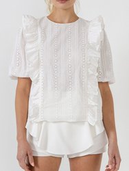 Eyelet Ruffles Detail Top