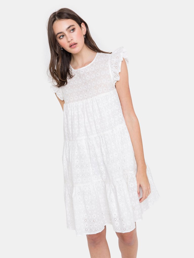 Eyelet Tiered Babydoll Mini Dress