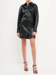 Faux Leather Cinched Mini Dress