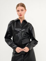 Faux Leather Mini Dress - Black