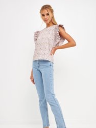 Floral Ruffle Detail Top