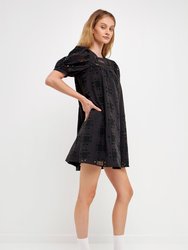 Geometric Eyelet Mini Dress