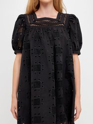 Geometric Eyelet Mini Dress