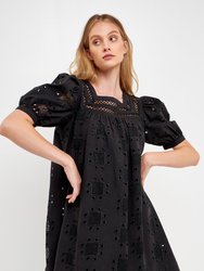 Geometric Eyelet Mini Dress