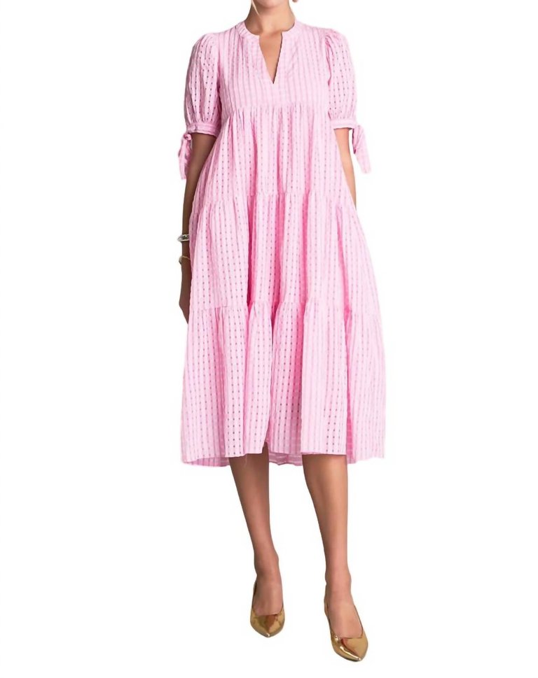 Gingham Midi Dress In Pink