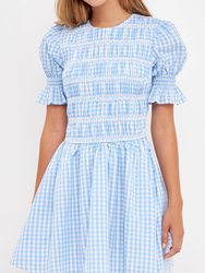 Gingham Puff Sleeve Mini Dress