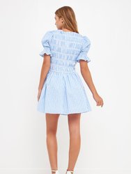 Gingham Puff Sleeve Mini Dress