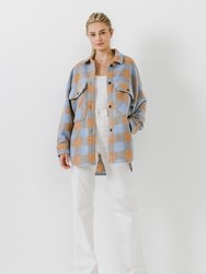 Gingham Shacket with Front Double Pockets