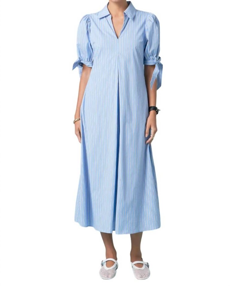 Godet Dress In Powder Blue - Powder Blue