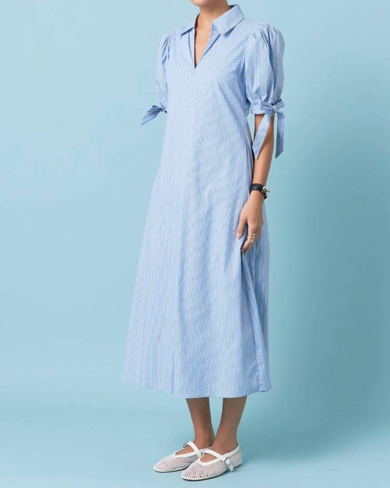 Godet Dress In Powder Blue