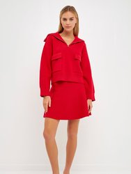 High-Waisted A-Line Mini Skirt - Red