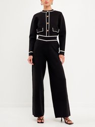 High-Waisted Wide-Leg Knit Pants