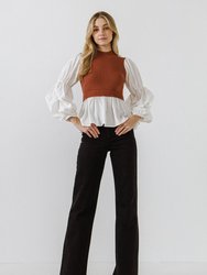 Knit Woven Combo Top