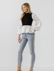 Knit Woven Combo Top