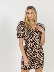 Leopard Mini Dress - Tan Multi