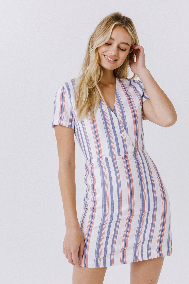 Linen Mini Dress - Multi