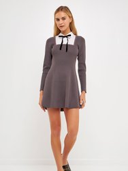 Mixed Media Fit And Flare Sweater Dress