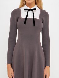 Mixed Media Fit And Flare Sweater Dress