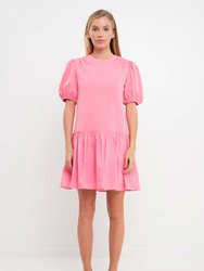 Mixed Media Mini Dress - Pink - Pink