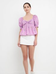 Multi Floral Embroidery Top - Purple