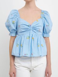 Multi Floral Embroidery Top